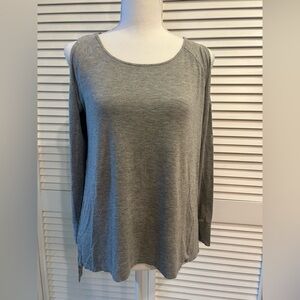 Ultra Flirt Gray Long Sleeve Top with Peek A Boo Shoulders